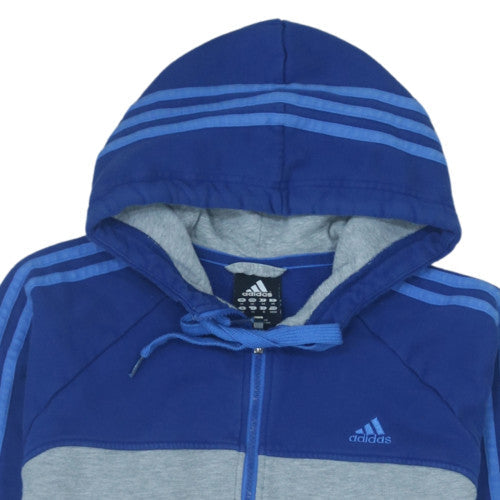 Adidas Men's Blue Full Zip Hoodie Size M Sports Fleece Sweatshirt