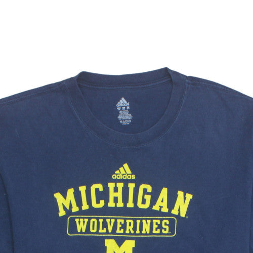 Adidas Men Blue Michigan Wolverines Graphic T-Shirt 2XL Regular Fit