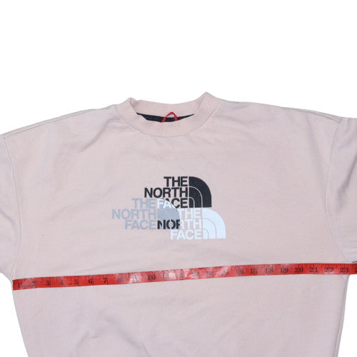 The North Face Womens Pink Sweatshirt Large Cotton Blend Logo Pullover
