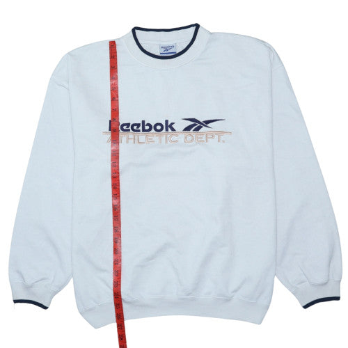 Reebok Men's White Crew Neck Sweatshirt Size L Athletic Dept Embroidered