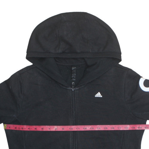 Adidas Women's Black Full Zip Hoodie Size L 16-18 Cotton Blend