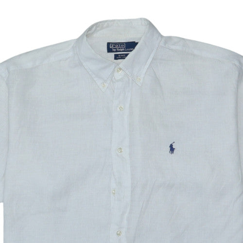 Polo Ralph Lauren Men's White Linen Short Sleeve Button-Up Shirt Size L