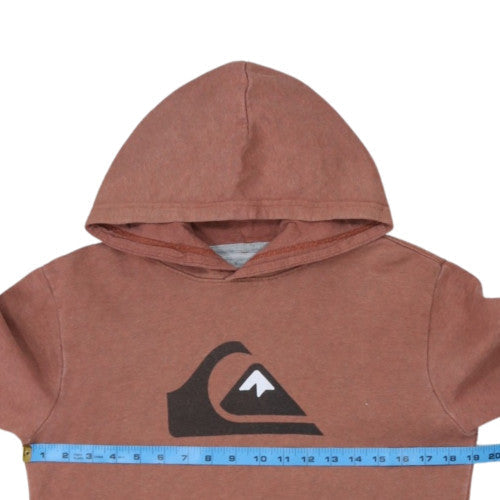 Quiksilver Boys Brown Pullover Hoodie Size 14 L Cotton Blend Logo Sweatshirt