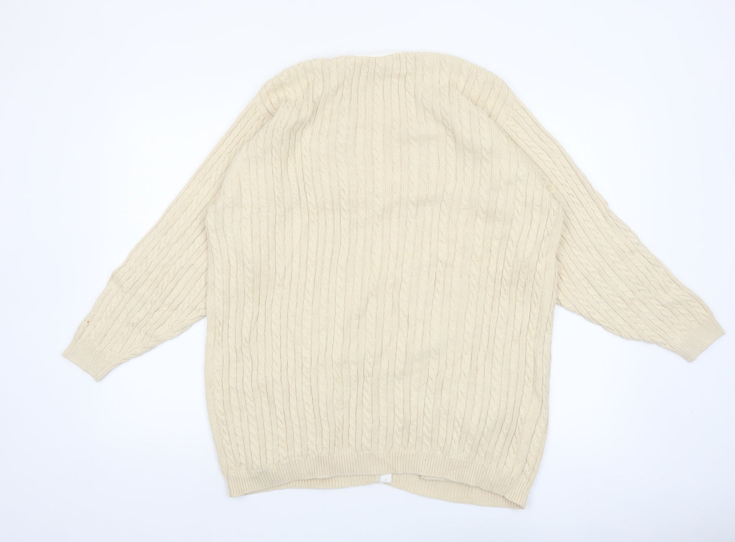 Liz Claiborne Women Beige Cable Knit Cotton Cardigan M