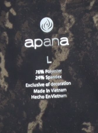 Apana Womens Black Beige Animal Print Leggings L Polyester Spandex Activewear