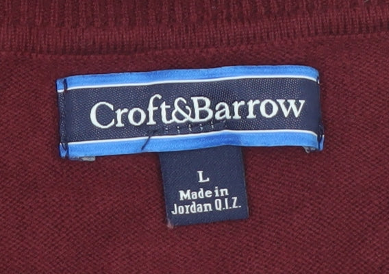 Croft & Barrow Men's Red Argyle Sleeveless V-Neck Knit Vest L