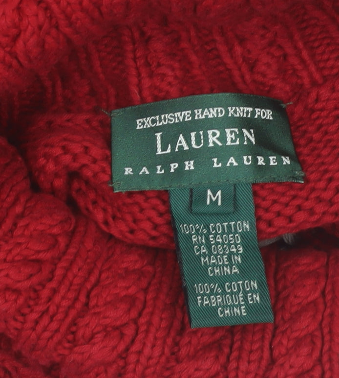 Ralph Lauren Women’s Red Roll Neck Chunky Knit Fair Isle Jumper M