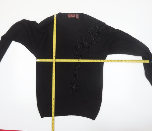 Worthington Women's Black Beaded Silk Blend Jumper Size L