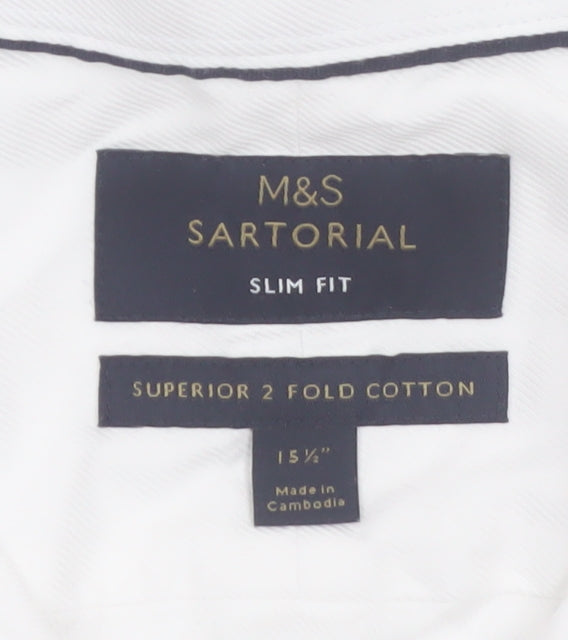 Marks and Spencer Mens White Slim Fit Formal Dress Shirt 15.5in