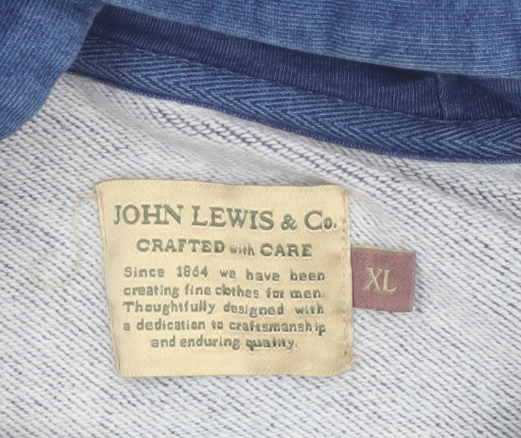John Lewis & Co. Men Blue XL Full Zip Cotton Hoodie