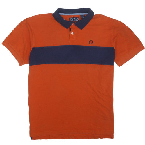 Chaps Men's Orange & Navy Colourblock Cotton Polo Shirt XL