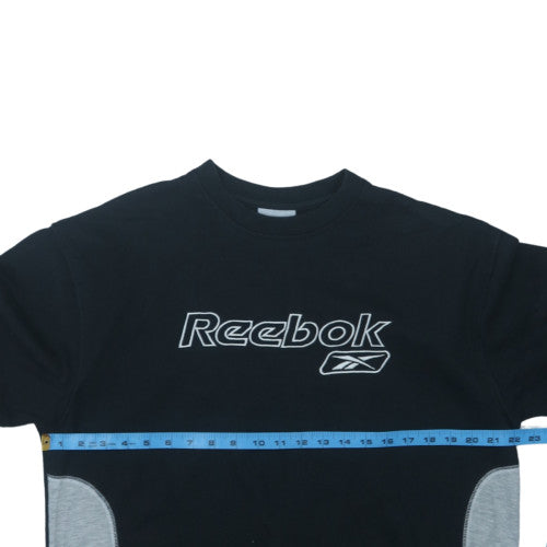 Reebok Mens Black Grey Crew Neck Pullover Sweatshirt Size M