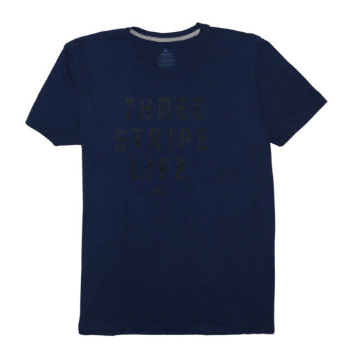 Adidas Men's Blue 'Three Stripe Life' 2XL Performance Cotton T-Shirt