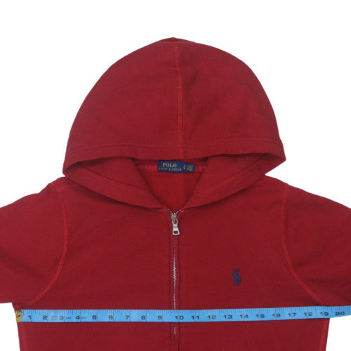 Polo Ralph Lauren Boys Red Full Zip Hoodie Size L Cotton Blend