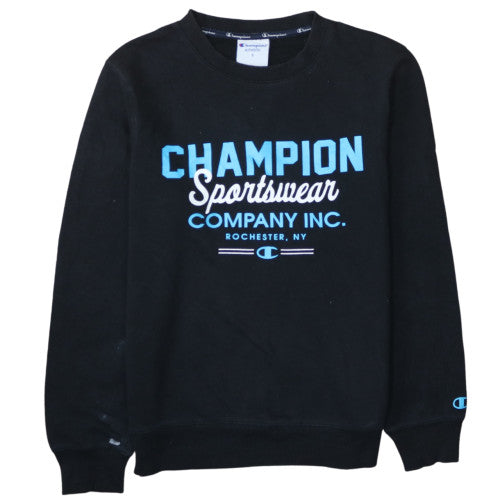 Champion Men's Black Small Pullover Sweatshirt with Logo Print