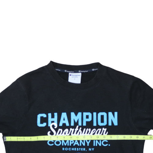 Champion Men's Black Small Pullover Sweatshirt with Logo Print