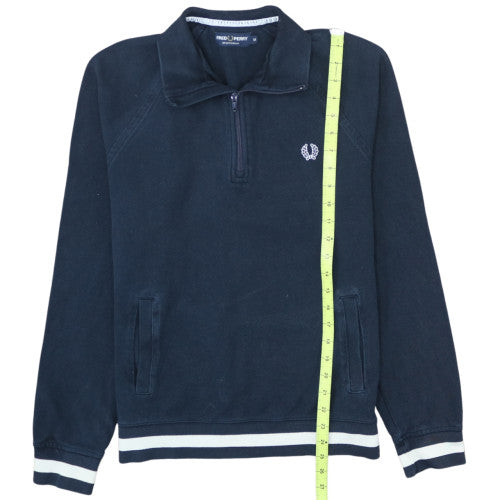 Fred Perry Men’s Blue 1/4 Zip Sweatshirt M Cotton Blend