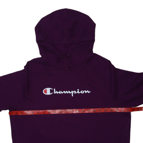 Champion Women's Purple Pullover Hoodie L Logo Print Sweatshirt
