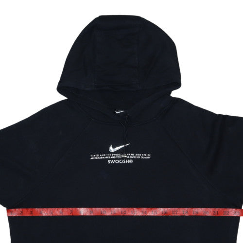 Nike Women Black L Pullover Hoodie Cotton Blend Graphic Swoosh