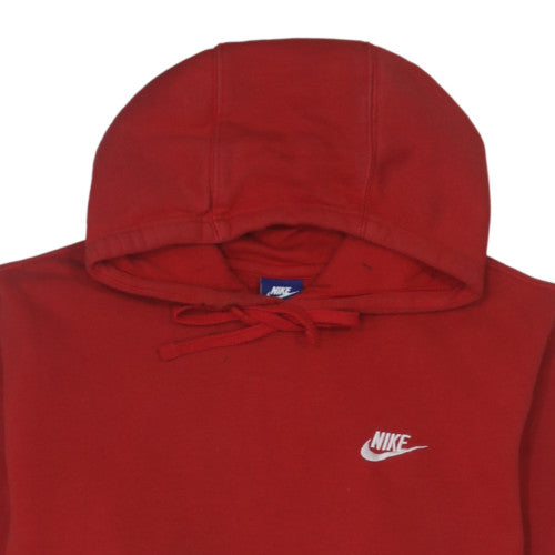 Nike Men's Red Pullover Hoodie L Fleece Logo Regular Fit