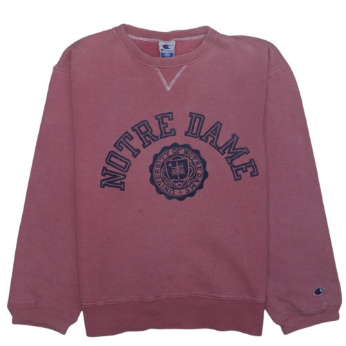 Champion Womens Pink Notre Dame Pullover Sweatshirt Large Cotton Blend