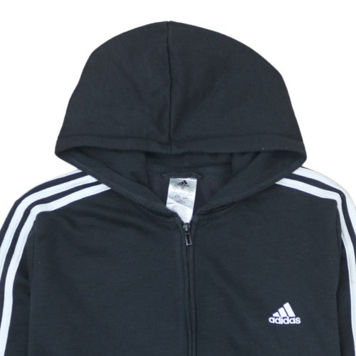 Adidas Womens Black 2XL Full Zip Hoodie with Stripes