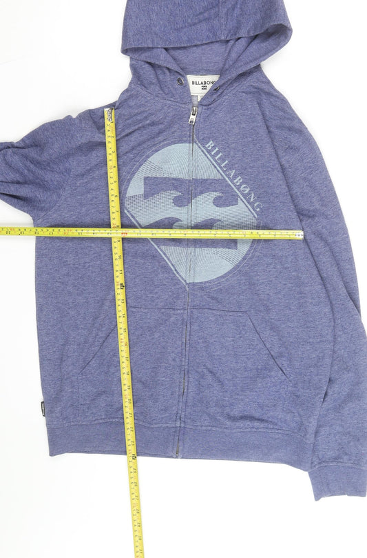 Billabong Men's Blue Full Zip Hoodie Medium Surf Graphic