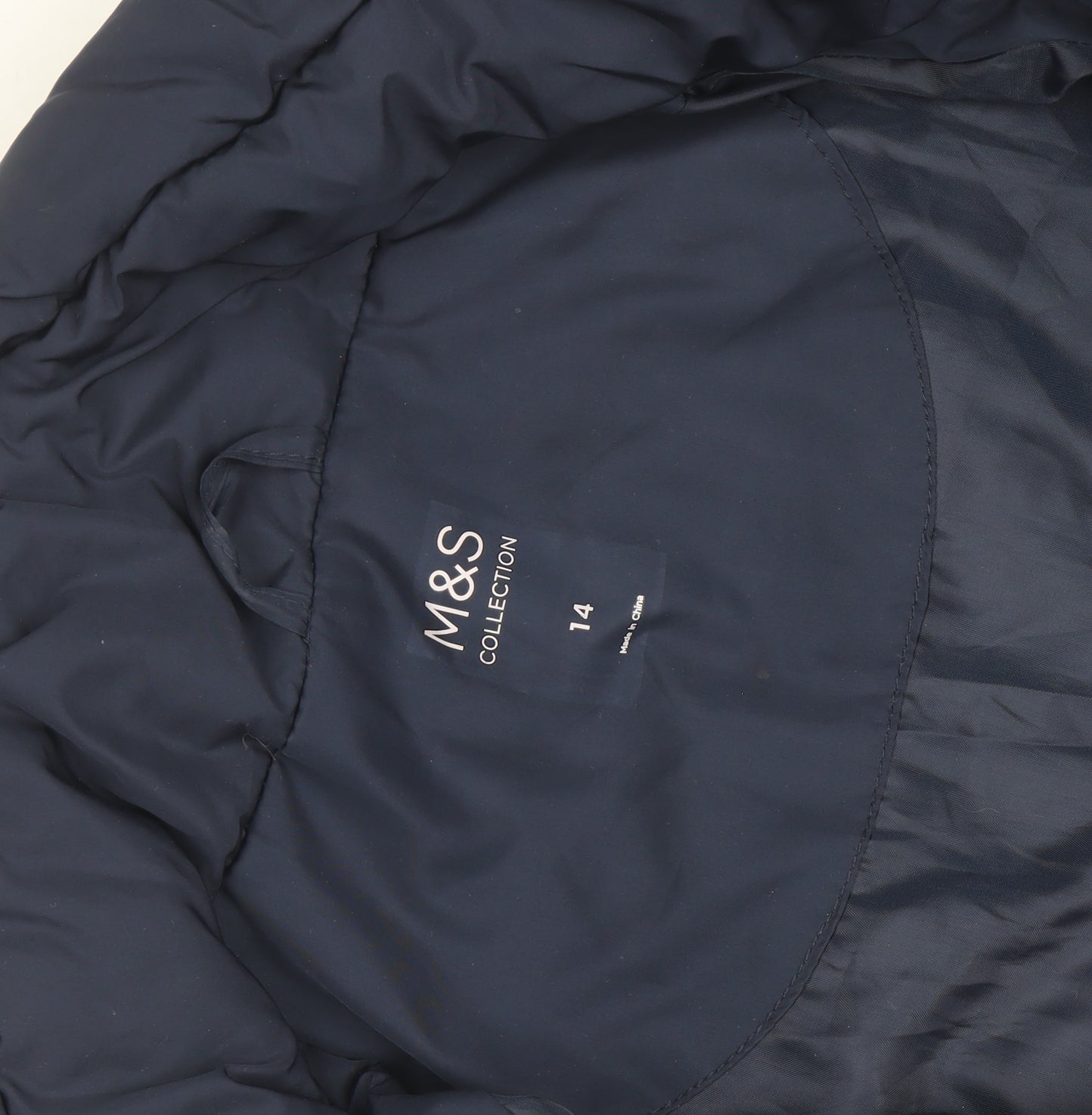 Marks and Spencer Women's Blue Quilted Puffer Coat Size 14 Long