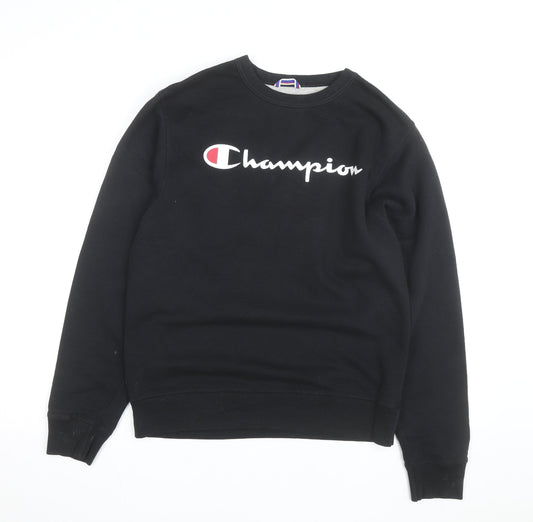 Champion Men's Black Crew Neck Logo Sweatshirt Size S