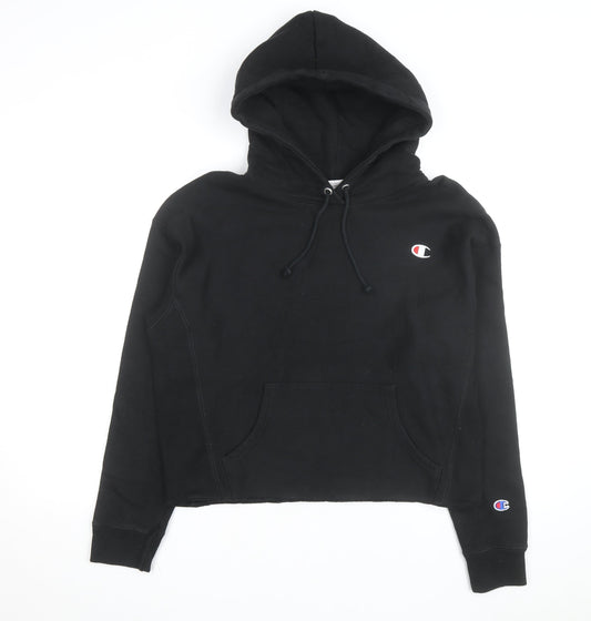 Champion Girls Black Reverse Weave Pullover Hoodie L Logo Fleece