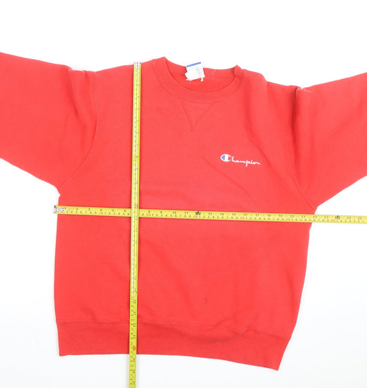 Champion Mens Red Pullover Sweatshirt L Crew Neck Fleece Retro