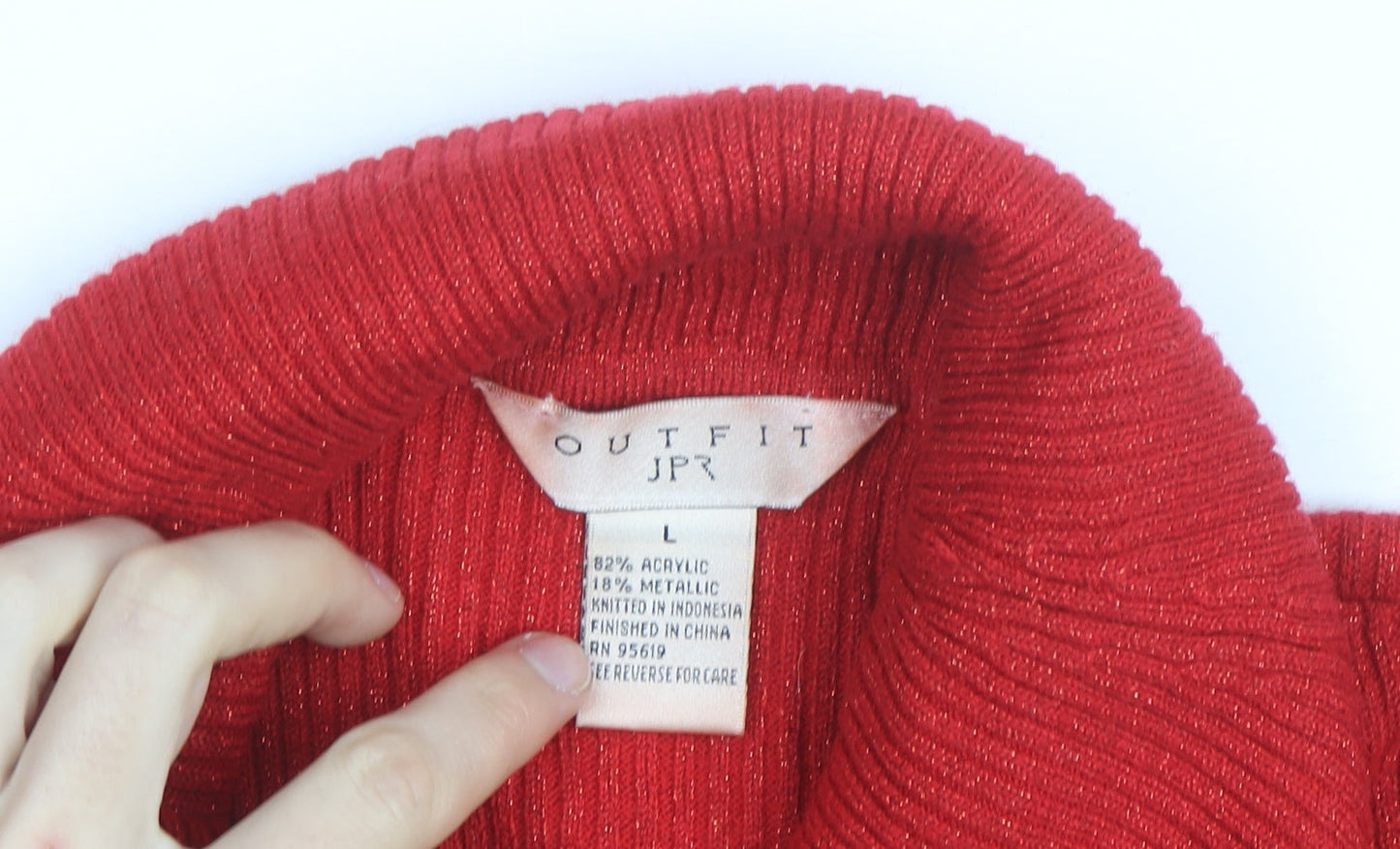 OUTFIT Women's Red Roll Neck Knit Jumper Size L Long Sleeve