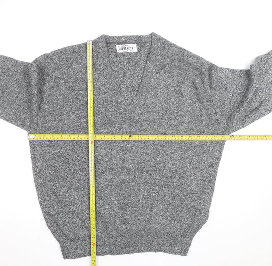 Jantzen Men's Grey V-Neck Acrylic Knit Jumper Size L