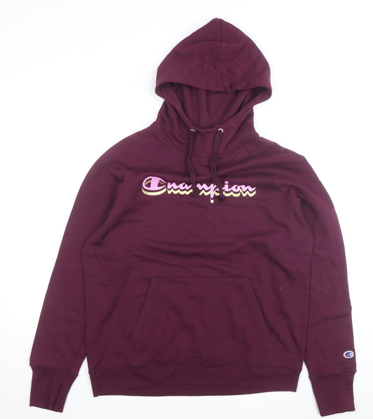 Champion Men's Burgundy Pullover Hoodie Large Cotton Blend