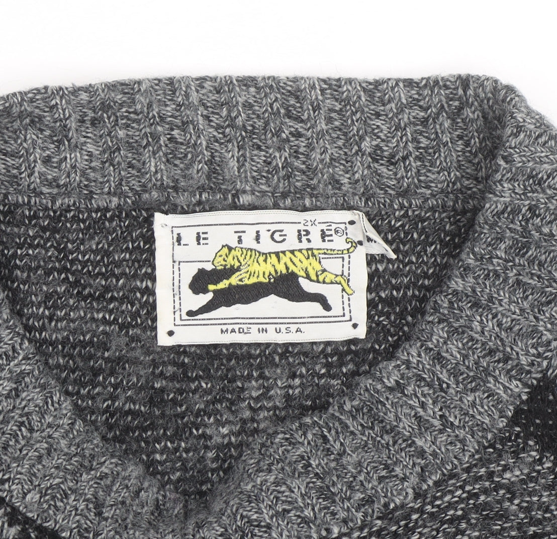 Le Tigre Men’s Grey Geometric 2XL Big Man Pullover Jumper