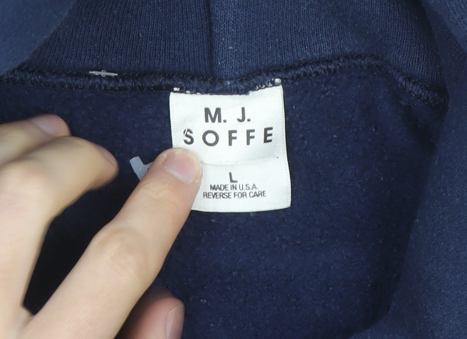 M.J. Soffe Men’s Blue USA Navy Pullover Hoodie Size L Fleece Sweatshirt