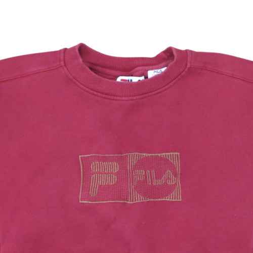 Fila Men's Red Crew Neck Sweatshirt XL Cotton Blend Logo Pullover