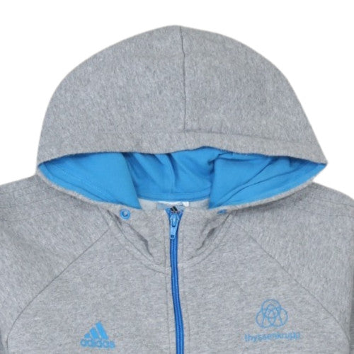 adidas Men Grey Full Zip Hoodie L Sports Fleece Activewear