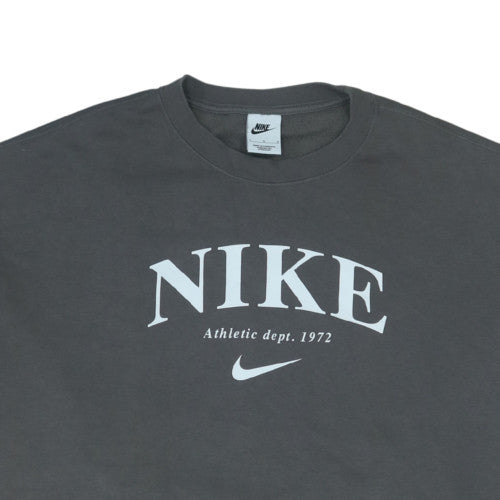 Nike Men’s Grey Logo Pullover Sweatshirt L Crew Neck Fleece
