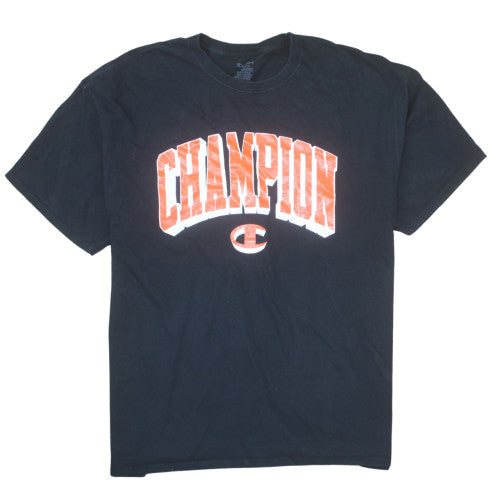 Champion Men's Black 3XL Crew Neck Graphic Print T-Shirt