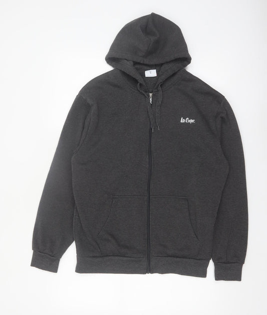 Lee Cooper Men's Grey Full Zip Hoodie Size L Polyester Fleece