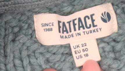 FatFace Women Green Cable Knit Mock Neck Jumper Size 22