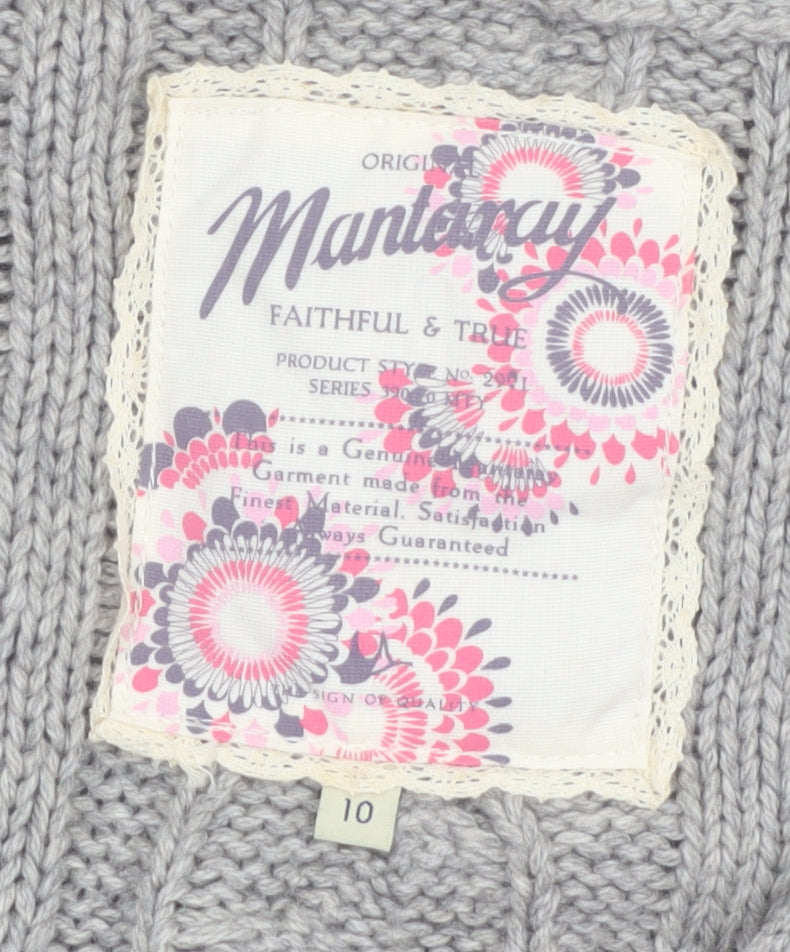 Mantary Women’s Grey Cable-Knit Short Sleeve Cardigan UK 10