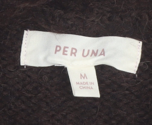 Marks and Spencer Per Una Brown Alpaca Blend Hooded Jumper Women M