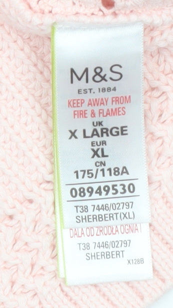 Marks and Spencer Women Pink XL Knit Cotton Crew Neck Jumper