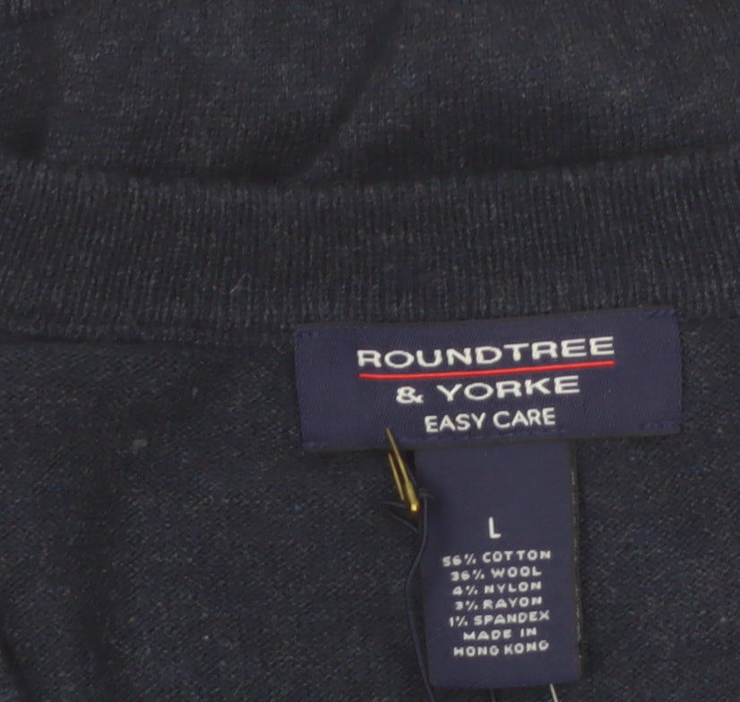 Roundtree & Yorke Men's Blue Argyle Sleeveless Cardigan Vest L