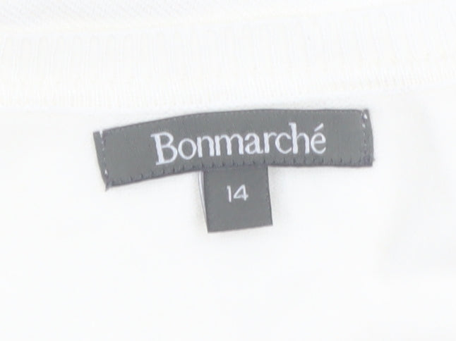 Bonmarche Women Ivory Floral Embroidered Pullover Jumper Size 14