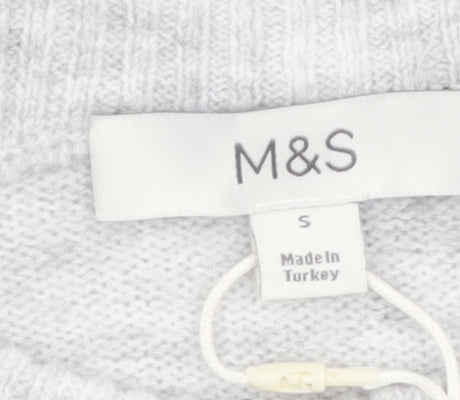 Marks and Spencer Women’s Grey Short Sleeve Floral Knit Jumper S