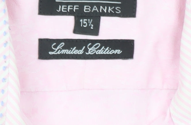 Jeff Banks Men's Pink Long Sleeve Button-Up Shirt 15.5in Limited Edition