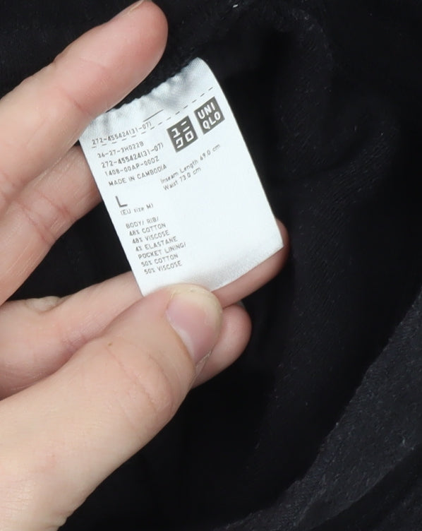 Uniqlo Men’s Black L Regular Fit Sweatpants with Elastic Waist